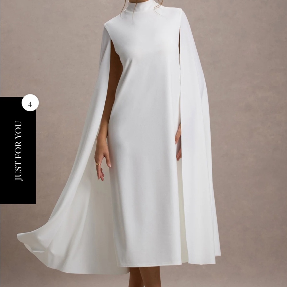Club L London White Midi Cape Dress